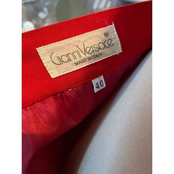 Vintage Gianni Versace Red Pencil Skirt Asymetric Tiered Sz 40 - Picture 2 of 7